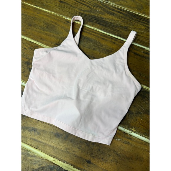 Unbranded Tops - Light Pink V-Neck Athletic Crop Top Tank with Built-in Shelf Bra Size XS